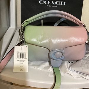 Coach Imbre Pale Pistachio multi Tabby 18 shoulder handbag in pillow leather